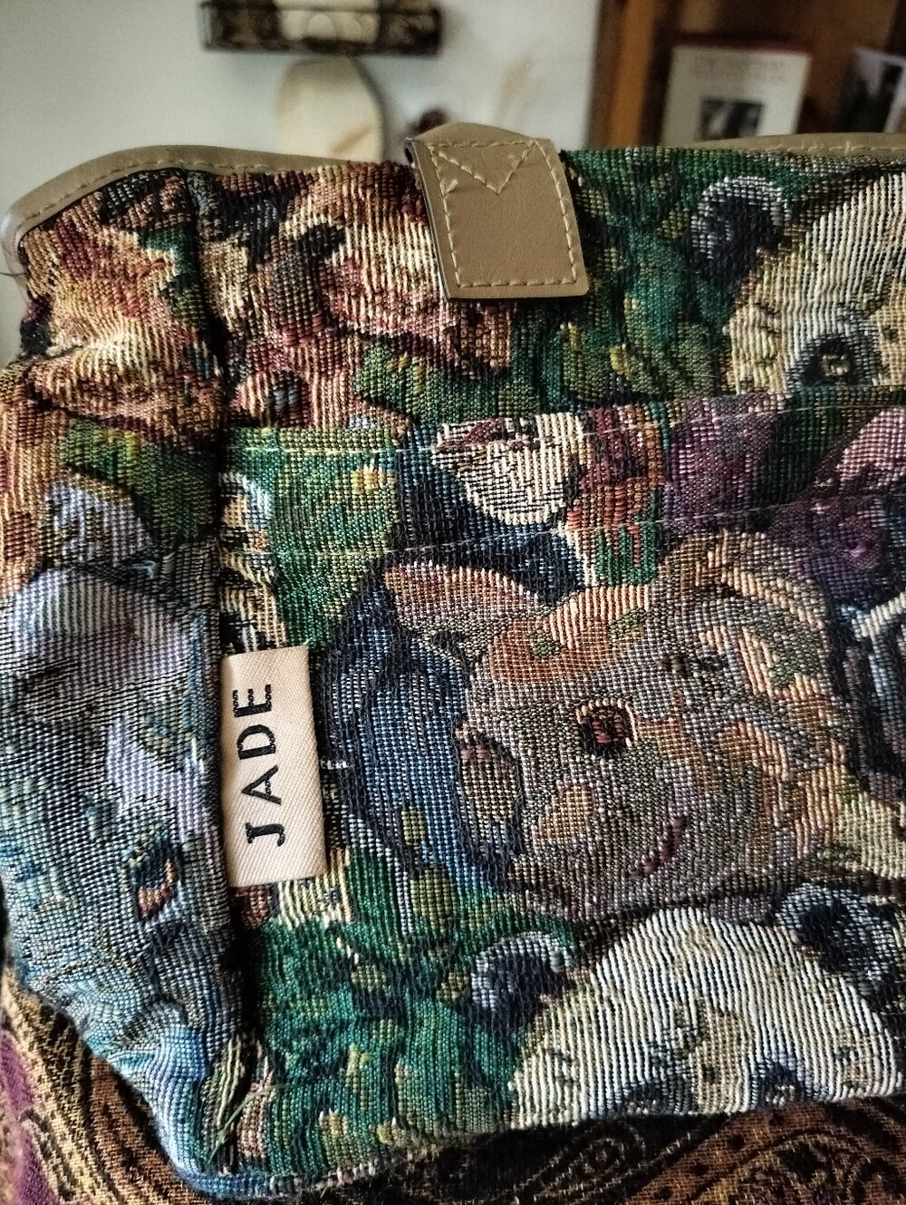 Vintage JADE Safari Jungle Animal Tapestry Tote Bag with Pockets - Picture 2 of 6